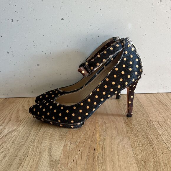 Loeffler Randall Alba demi platform black brown Polka Dot Calf Hair Pumps 8B - Picture 4 of 15